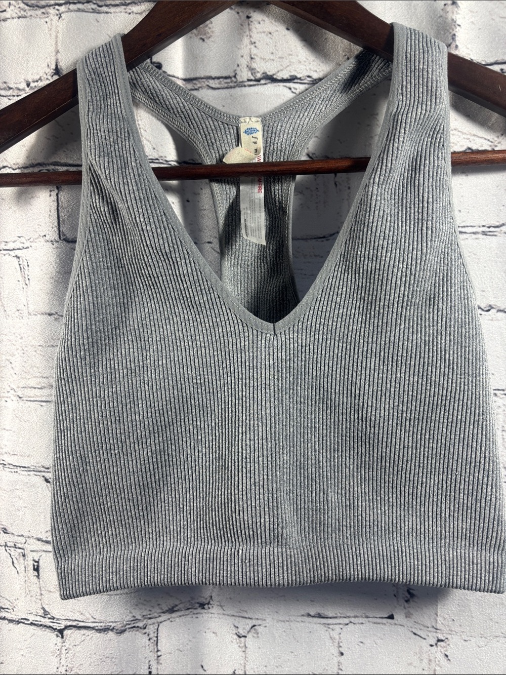 FP Movement by Free People Ribbed Gray Racerback Crop Top